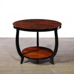 Art Deco Two Tier Gueridon Table in Book matched Walnut Black Lacquer - 3197903