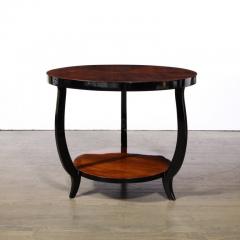 Art Deco Two Tier Gueridon Table in Book matched Walnut Black Lacquer - 3197908