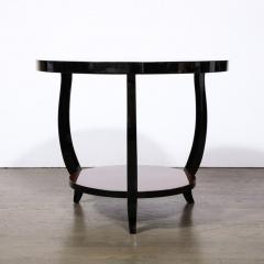 Art Deco Two Tier Gueridon Table in Book matched Walnut Black Lacquer - 3198014