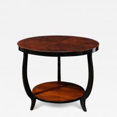Art Deco Two Tier Gueridon Table in Book matched Walnut Black Lacquer - 3202481