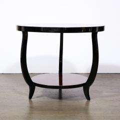 Art Deco Two Tier Gueridon Table in Book matched Walnut Black Lacquer - 4654329