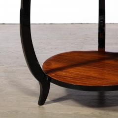 Art Deco Two Tier Gueridon Table in Book matched Walnut Black Lacquer - 4654374