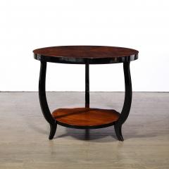 Art Deco Two Tier Gueridon Table in Book matched Walnut Black Lacquer - 4654377