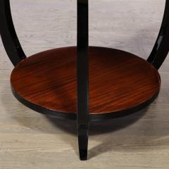 Art Deco Two Tier Gueridon Table in Book matched Walnut Black Lacquer - 4654383
