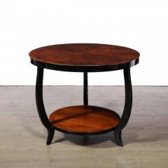 Art Deco Two Tier Gueridon Table in Book matched Walnut Black Lacquer - 4654387