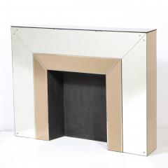 Art Deco Two Tone Plain Bronze Mirrored Fireplace with Crystal Florets - 2431258