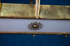 Art Deco Unusual Bronze and Opaline Glass Chandelier Italy 1930 - 2399877