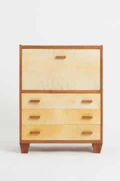 Art Deco Velum and Walnut Secretaire Cabinet - 3142802