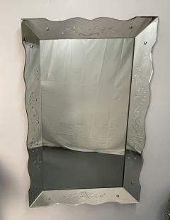 Art Deco Venetian Wall Console Mirror Etched Glass Floral Motif - 3069915