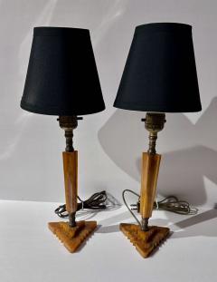 Art Deco Vintage Phenolic Amber Bakelite Lamps - 3794273