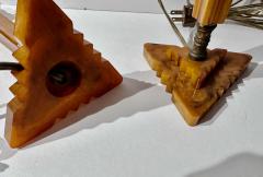 Art Deco Vintage Phenolic Amber Bakelite Lamps - 3794288