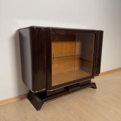 Art Deco Vitrine Sideboard Macassar Ebony Maple Brass Glass Paris circa 1930 - 3947837