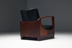 Art Deco Walnut Armchairs with Cowhide Upholstery France 1930s - 4606602