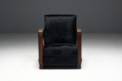 Art Deco Walnut Armchairs with Cowhide Upholstery France 1930s - 4606603
