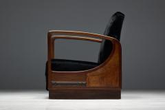 Art Deco Walnut Armchairs with Cowhide Upholstery France 1930s - 4606604