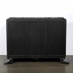 Art Deco Walnut Black Lacquer Curved Front Cabinet w Verde Saint Denis Top - 4826951