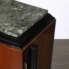 Art Deco Walnut Black Lacquer Curved Front Cabinet w Verde Saint Denis Top - 4826990