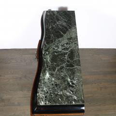 Art Deco Walnut Black Lacquer Curved Front Cabinet w Verde Saint Denis Top - 4827004