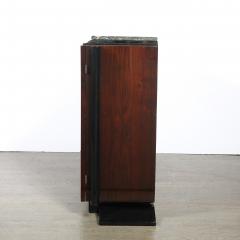 Art Deco Walnut Black Lacquer Curved Front Cabinet w Verde Saint Denis Top - 4827049