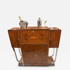 Art Deco Walnut Cocktail Cabinet with Chrome Legs France circa 1935 - 4547249