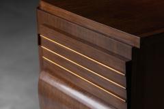 Art Deco Walnut Sideboard with Brass Details and Sculptural Base France 1930s - 4462864