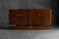 Art Deco Walnut Sideboard with Brass Details and Sculptural Base France 1930s - 4462869