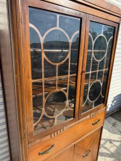 Art Deco Waterfall Front Walnut China Cabinet - 4383408