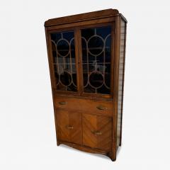 Art Deco Waterfall Front Walnut China Cabinet - 4383813