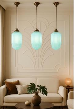 Art Deco Wedding Cake Pendant Light Fixtures Set of 6 Available - 4251192
