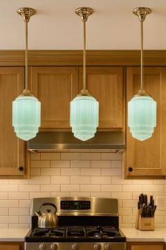 Art Deco Wedding Cake Pendant Light Fixtures Set of 6 Available - 4251196