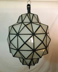 Art Deco While Milk Chandeliers Pendant or Lanterns in Dome Shape a Pair - 2867041