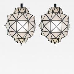 Art Deco While Milk Chandeliers Pendant or Lanterns in Dome Shape a Pair - 2901918