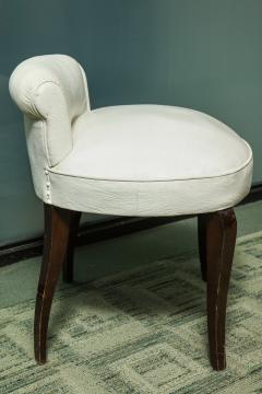 Art Deco White Leather Upholstered Vanity Stool - 1006854