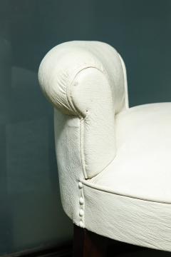 Art Deco White Leather Upholstered Vanity Stool - 1006856