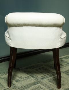 Art Deco White Leather Upholstered Vanity Stool - 1006857