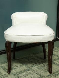 Art Deco White Leather Upholstered Vanity Stool - 1006860
