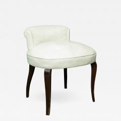 Art Deco White Leather Upholstered Vanity Stool - 1007059