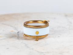Art Deco White Opaline Round Ashtray with Brass Mounts and Feet France - 4134879