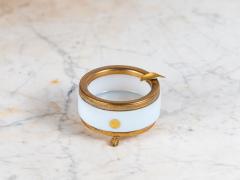 Art Deco White Opaline Round Ashtray with Brass Mounts and Feet France - 4134885