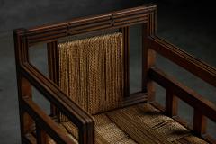 Art Deco Wooden Armchair with Rush Seat France 1920s - 4529845