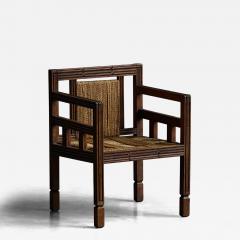 Art Deco Wooden Armchair with Rush Seat France 1920s - 4532251