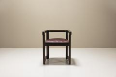 Art Deco Wooden Chair with Burgundy Leather Seat 1930s - 3653480