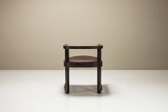 Art Deco Wooden Chair with Burgundy Leather Seat 1930s - 3653484