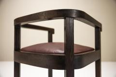 Art Deco Wooden Chair with Burgundy Leather Seat 1930s - 3653490