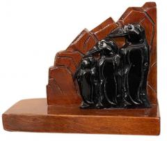 Art Deco Wooden Penguin Bookends - 1999305