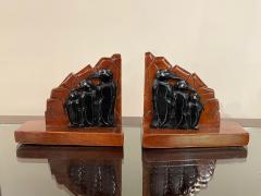 Art Deco Wooden Penguin Bookends - 1999323