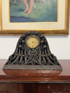 Art Deco Wrought Iron Mantel Clock by Travail Francais France 1925 - 4736913
