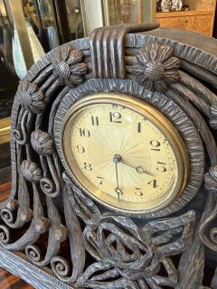 Art Deco Wrought Iron Mantel Clock by Travail Francais France 1925 - 4736917