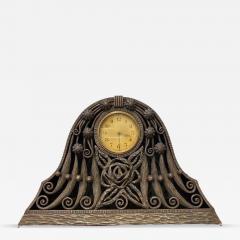 Art Deco Wrought Iron Mantel Clock by Travail Francais France 1925 - 4738651