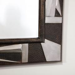 Art Deco Wrought Iron Mirror w Stylized Cubist Geometric Detailing - 3197941